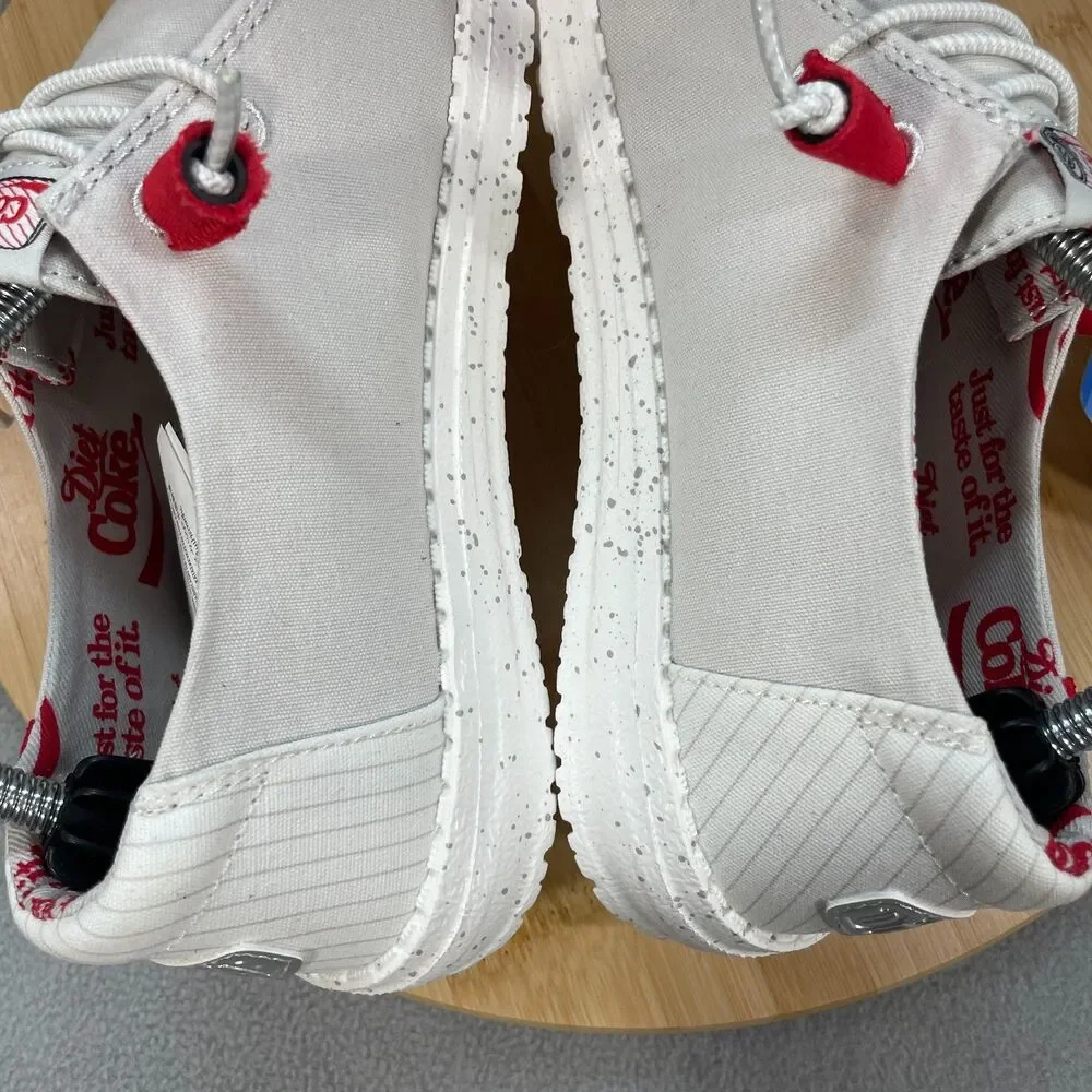 NWT Hey Dude Wendy Diet Coke Womens Size 6 Shoes Slip-on Loafers Grey/Red - Picture 12 of 16
